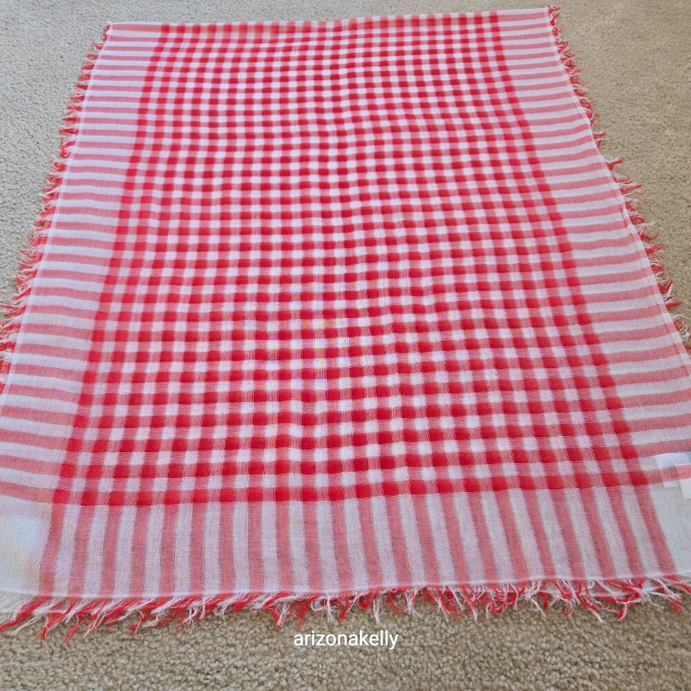 NWT J. Crew Gingham Cotton Lightweight Red Scarf - Picture 8 of 10
